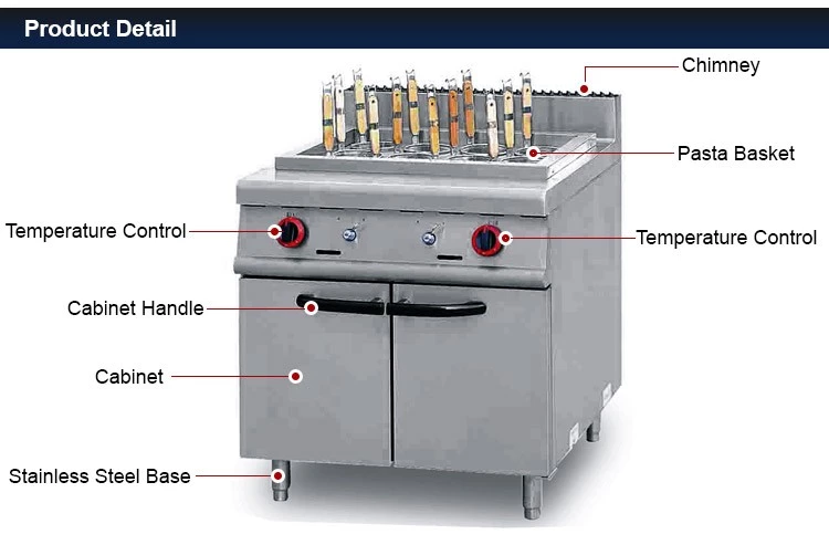 Commercial electric counter top 6 baskets gas noodle pasta cooking machine with cabinet