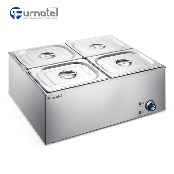 Furnotel 4 Pans Stainless Steel Electric Counter Top Food Warmer Bain Marie Counter