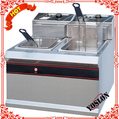 Hot sale Professional manufacturing commercial desktop electric 2-tank fryer