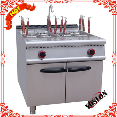 Commercial electric counter top 6 baskets gas noodle pasta cooking machine with cabinet