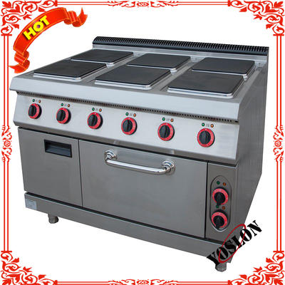 Heavy Duty Electric 6 Hot Plates Cooking Range With Oven For Restaurant and Hotel